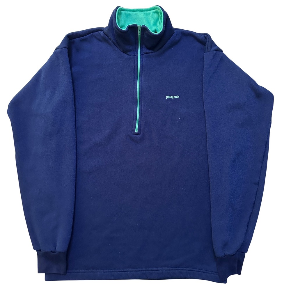 VTG Patagonia Capilene 1/4 Zip Fleece Mens S Blue Gorpcore Pullover 90s USA Made